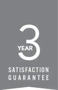 3 Year Satisfaction Guarantee A gray warranty icon that says 3 Year Satisfaction Guarantee