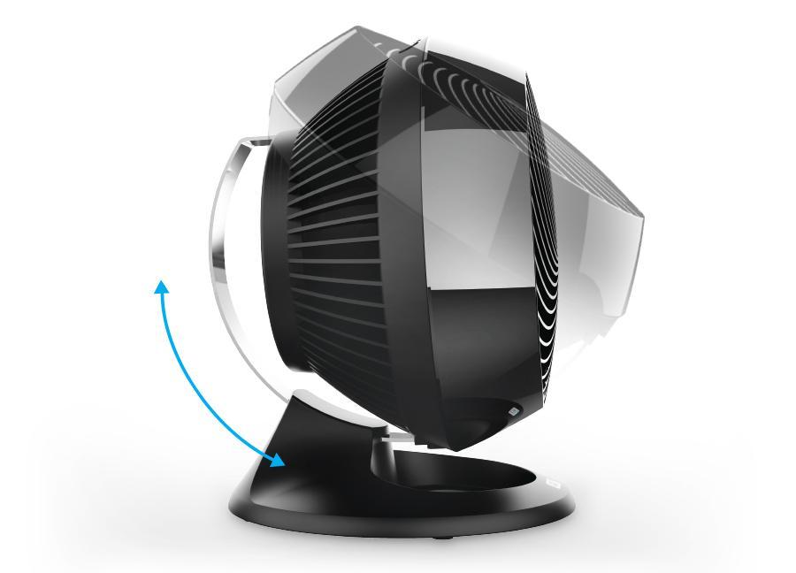 660AE Airflow graphic showing 660 AE's Airflow tilt range