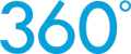 360 icon Blue icon that says 360 degrees