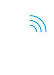 Amazon Echo Dot White outline of an Alexa echo dot with 3 blue wifi lines on the top right