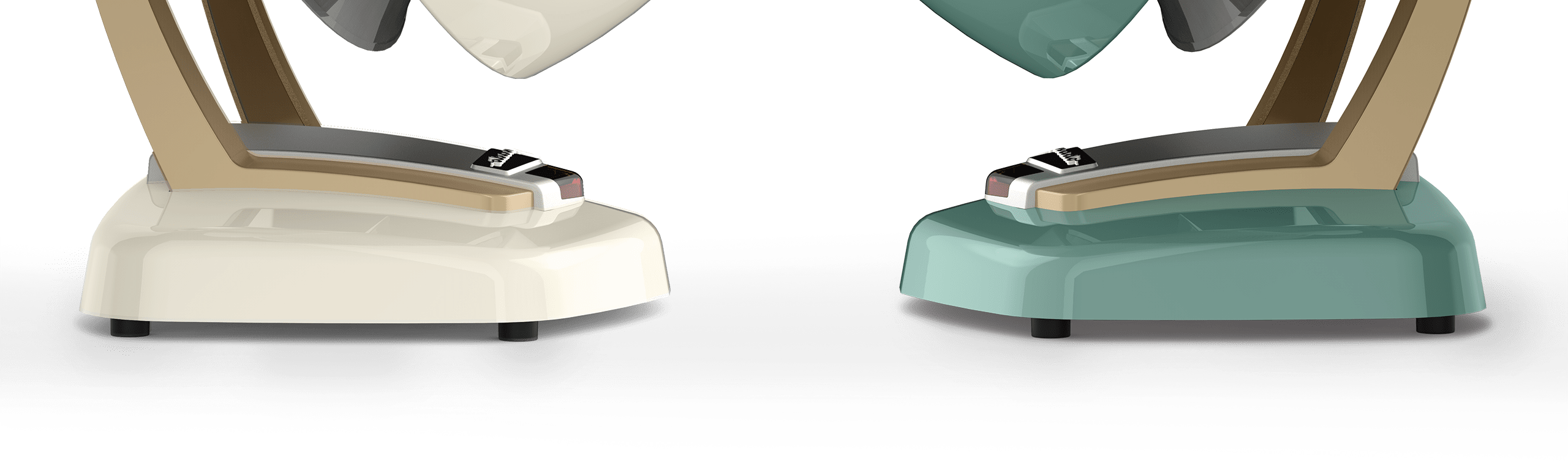 Vheat Web Banner Style The bases of a cream and green Vheat Whole Room Vintage Heater facing each other