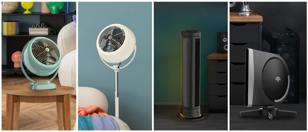 Vornado End of Summer Giveaway 2024 Vornado End of Summer Giveaway graphic showing a VFAN Sr. Pedestal Vintage Circulator, a VFAN Sr. Vintage Floor Circulator, an ARA Oscillating Tower Fan with Ambient Light, and a STRATA Oscillating Floor Fan in different rooms.