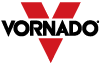 Vornado logo small Vornado logo. The black text Vornado cuts through a red V