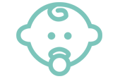 Vornadobaby Baby Icon Teal Vornadobaby Baby Icon with a simplified baby face