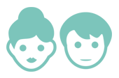 Vornadobaby Parents Icon Teal Vornadobaby Parents Icon showing the simplified faces of a man and a woman