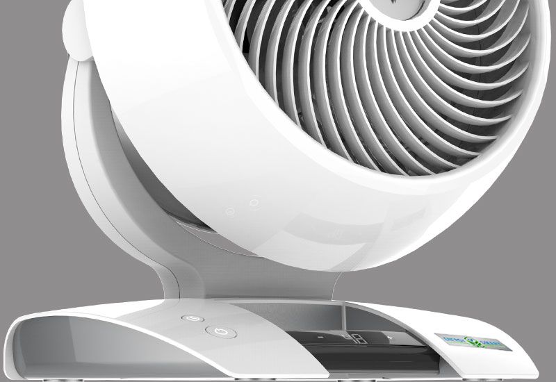 Z Series DC Style Close up of the base of a 5303DC small air circulator